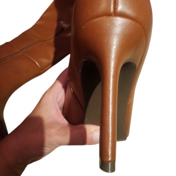 JustFab Alice Boot Cognac Brown Knee High Bootie Women's 8 - Picture 11 of 14